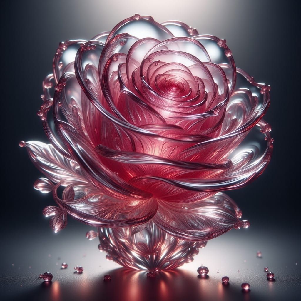 Glass Roses with Frosted Swirls: Digital Art