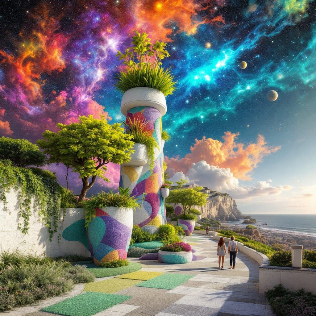 Towering Planter Garden: A Luminous 3D Sculpture