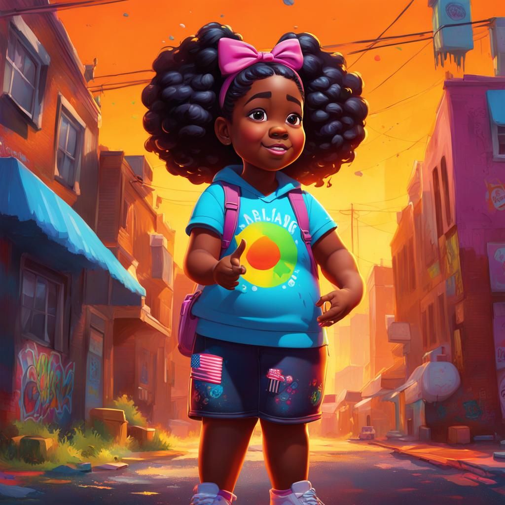 Girl Learning Sign Language in Graffiti Art Style