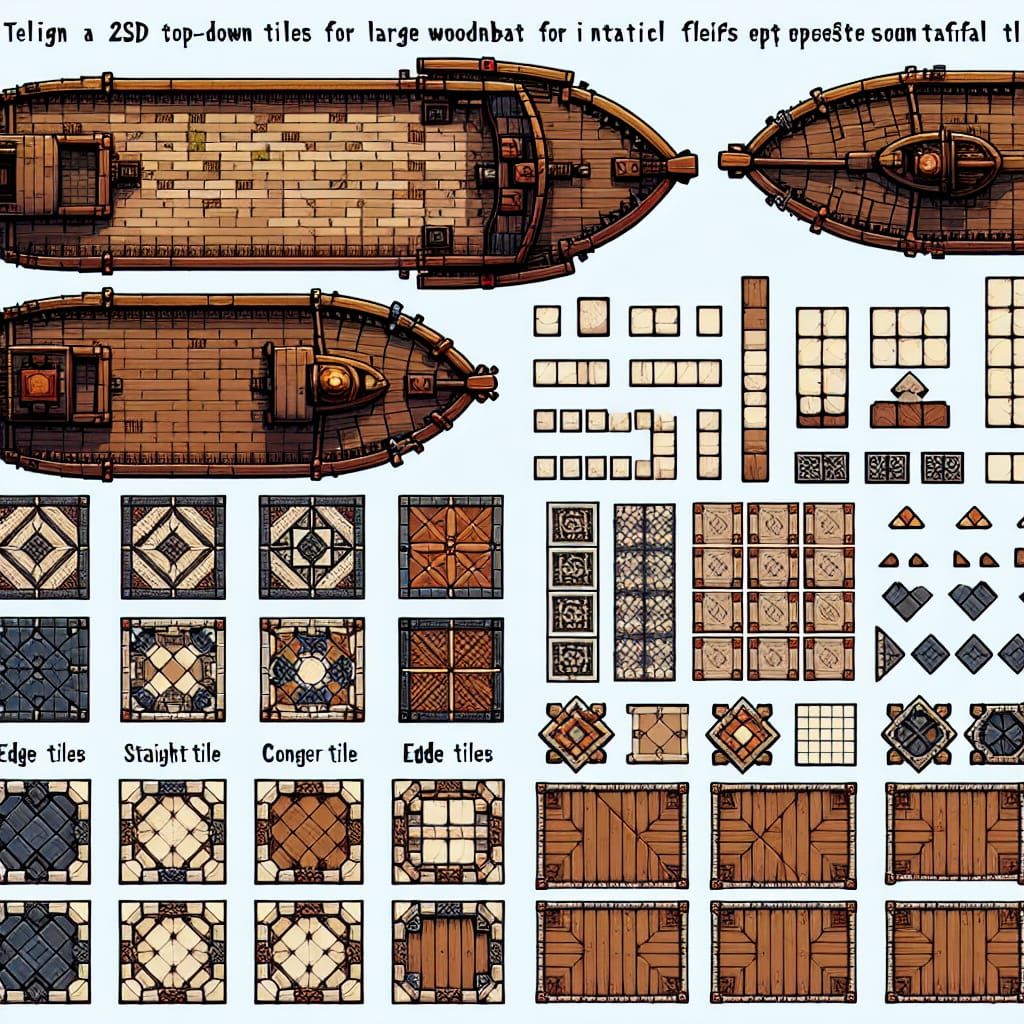 2D Top-Down Wooden Boat Tileset for Game