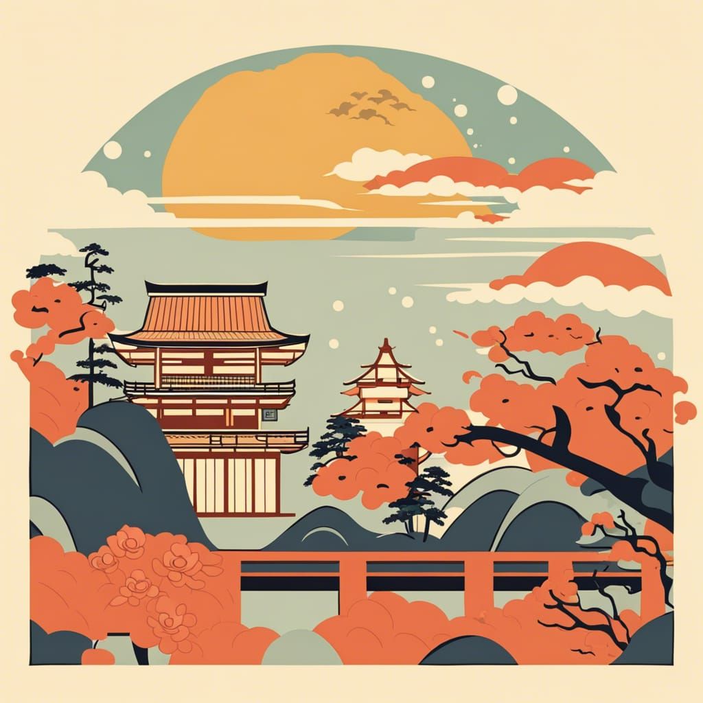 Ukiyo-e Style Vector Graphic