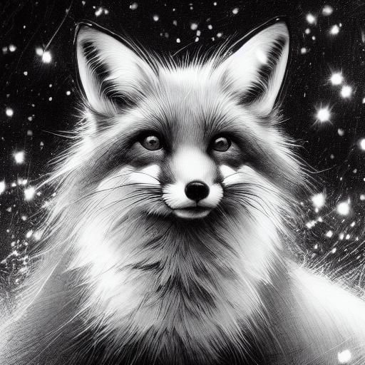 Realistic Fox Portrait in Grayscale Pencil Art