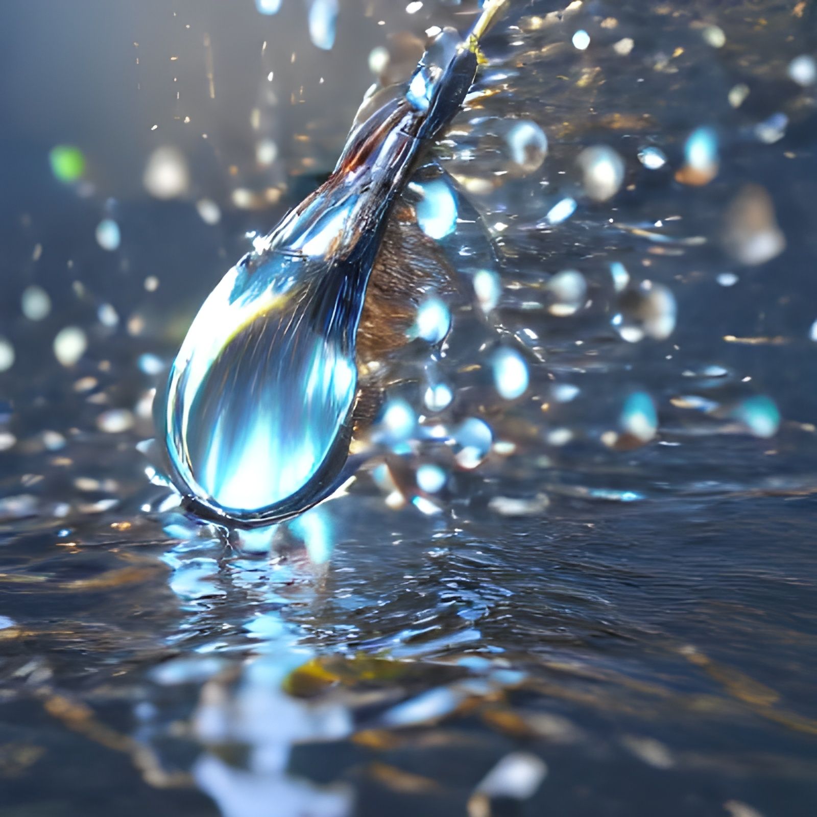 Photorealistic Fried Onion Falls Into Water