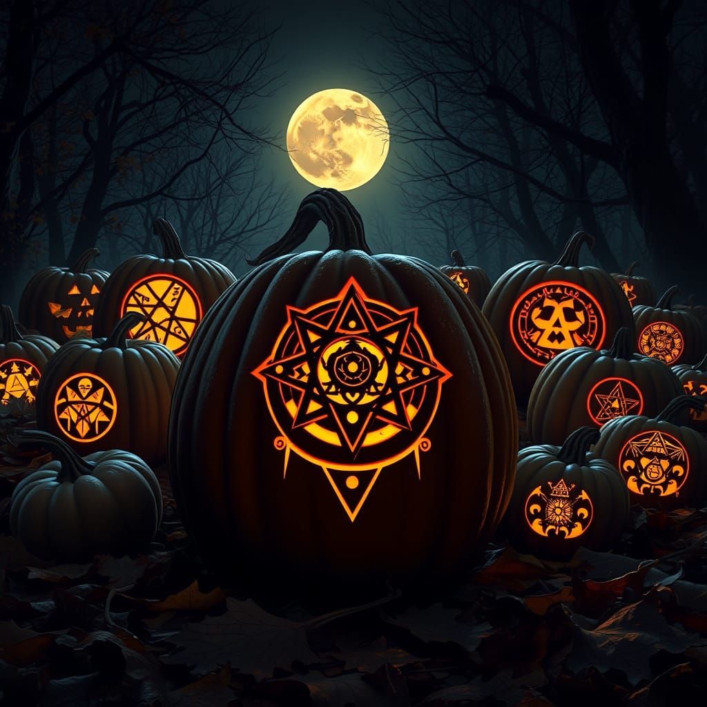 Mystical Glyphs Illuminate Pumpkin Patch
