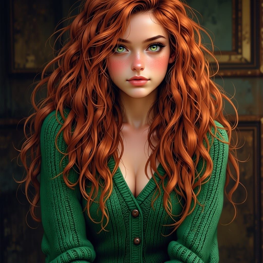 Happy Redhead Portrait in Photorealistic Style