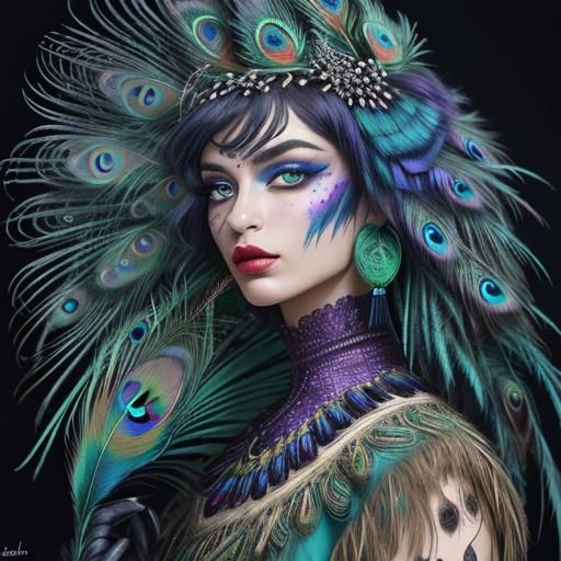 Vibrant Fauvist Portrait of Woman with Rainbow Skin