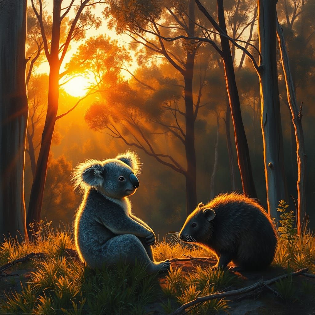 Koala & Wombat Watch Golden Hour Sunset