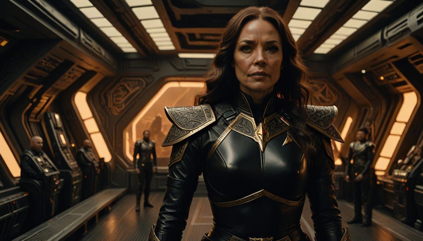 Klingon Captain Rules the Cosmos in Royal Latex Uniform