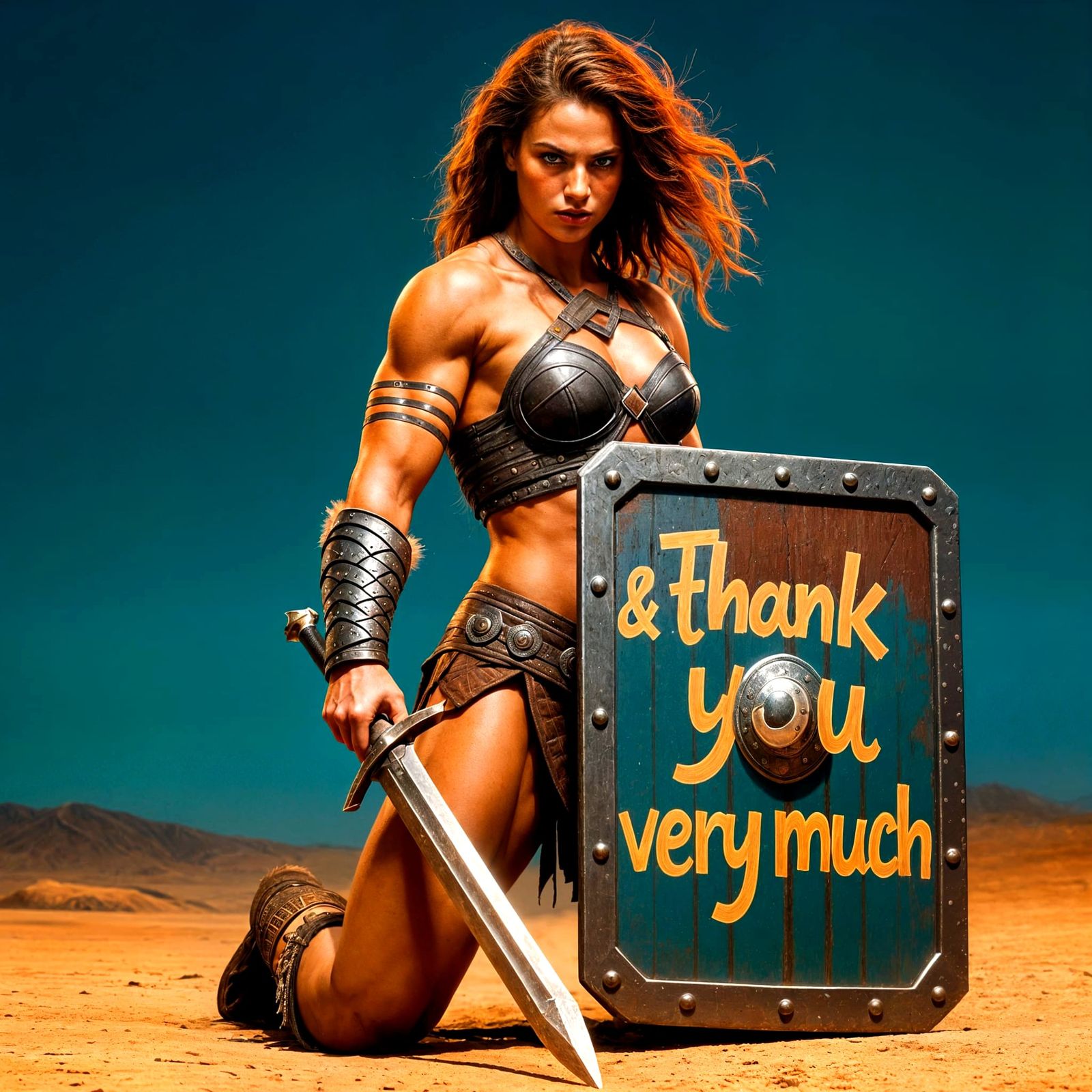 Hyper Muscular Barbarian Warrior Shield: Thank You