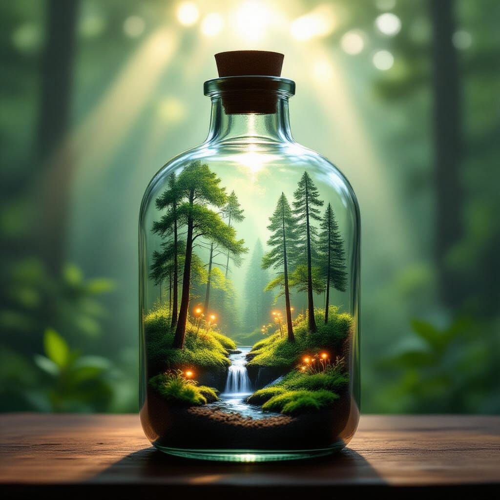 Enchanted Forest Terrarium with Glowing Flowers