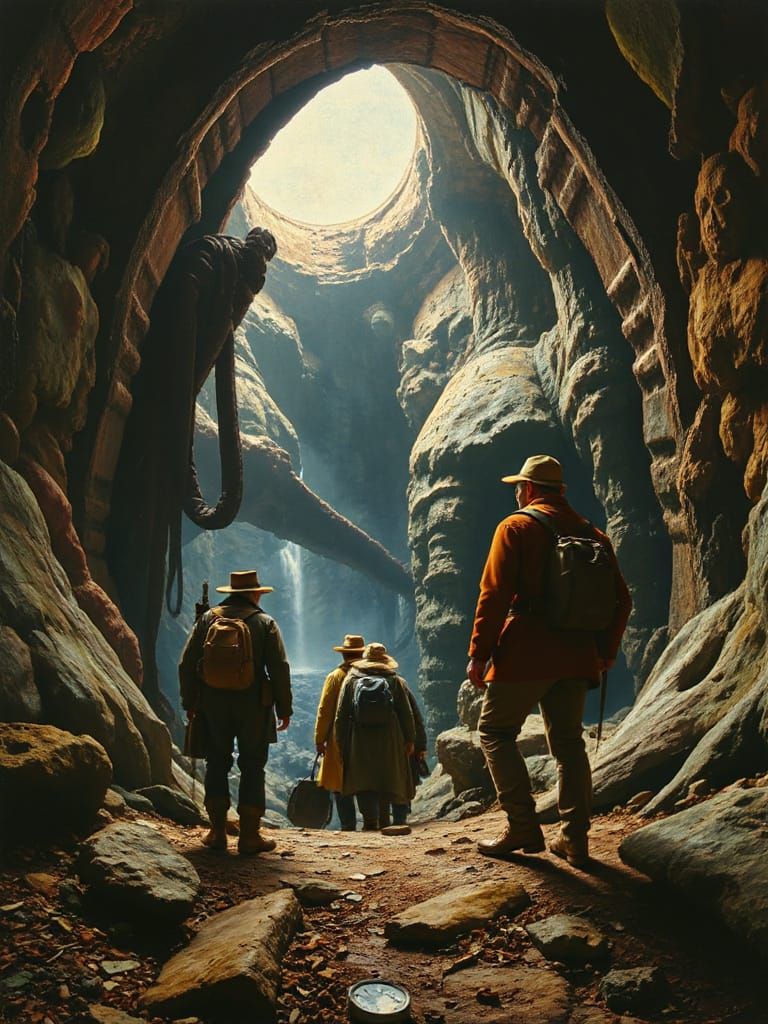 Mystical Underground World: A Surrealist Oil Painting