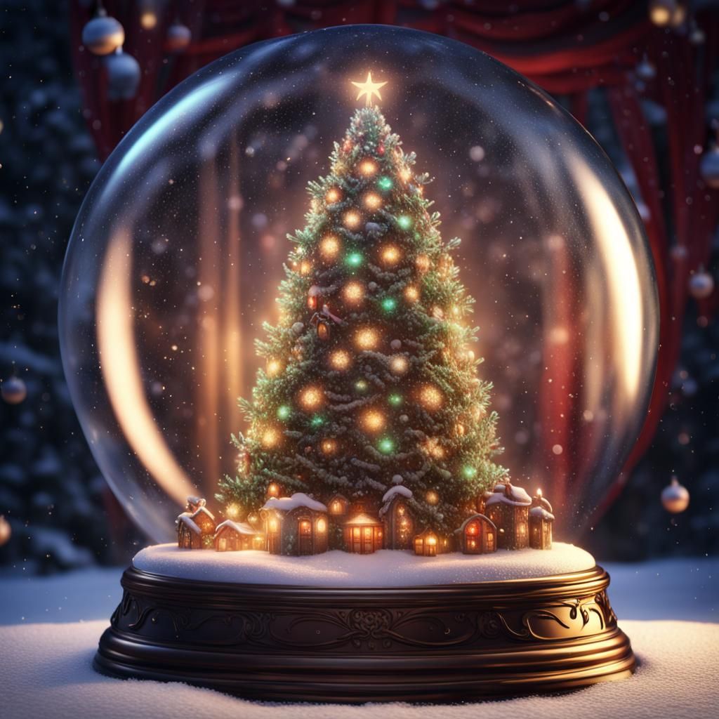 Christmas Tree in Snow Globe: Fantasy Concept Art
