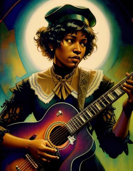 Sister Rosetta Tharpe: Colorful Abstract Illustration