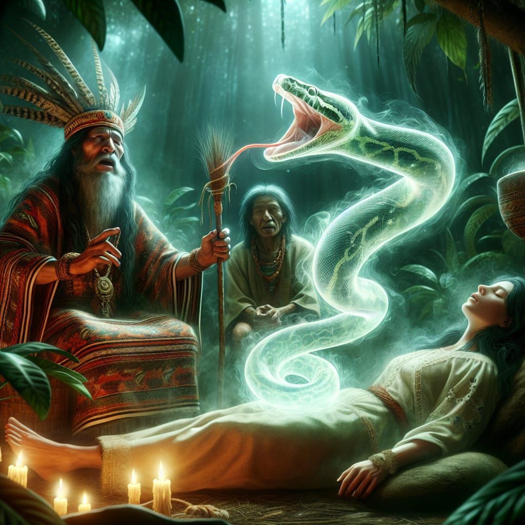 Ayahuasca Healing Ceremony with Shaman and Anaconda