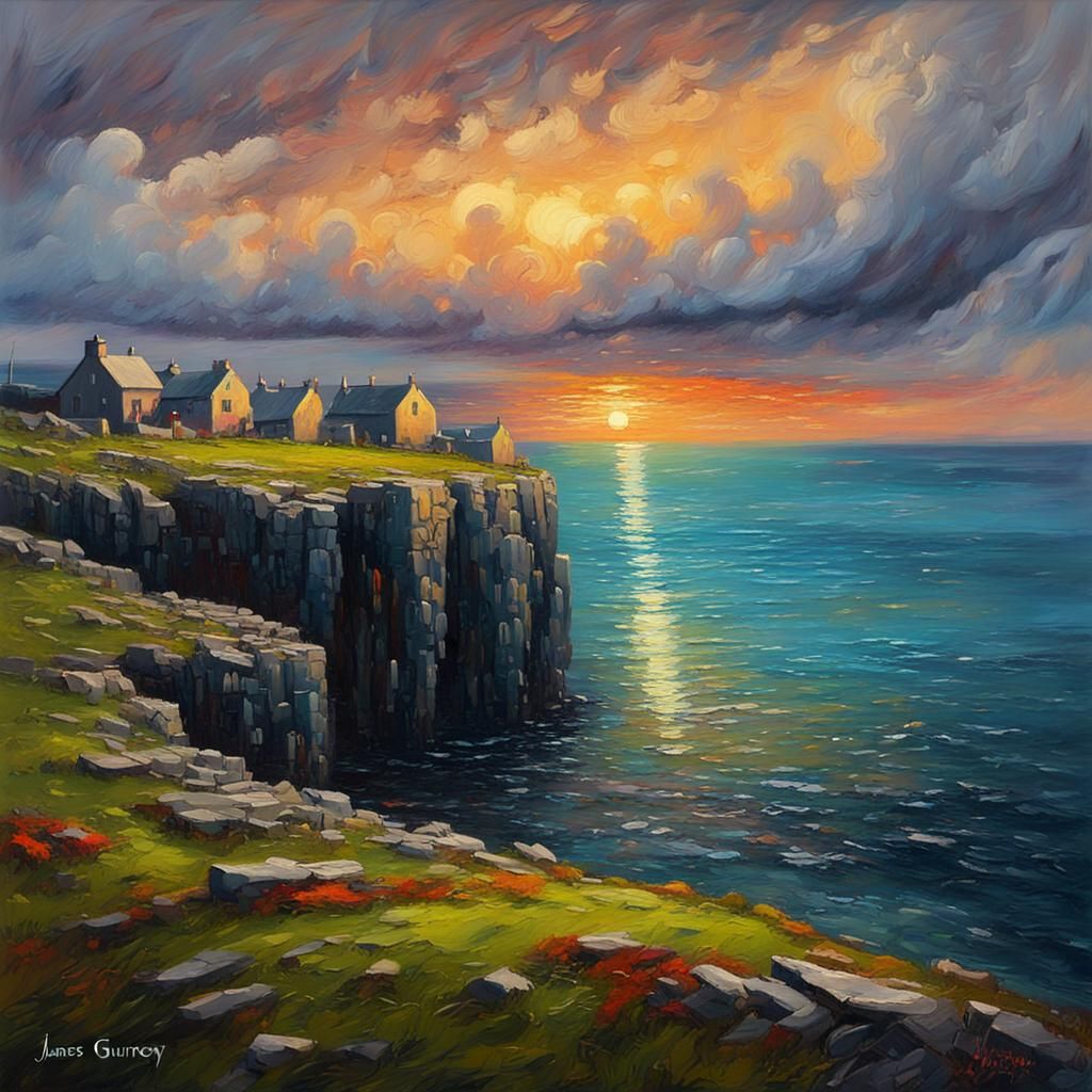 Aran Islands Sunset: Impressionist Oil Painting