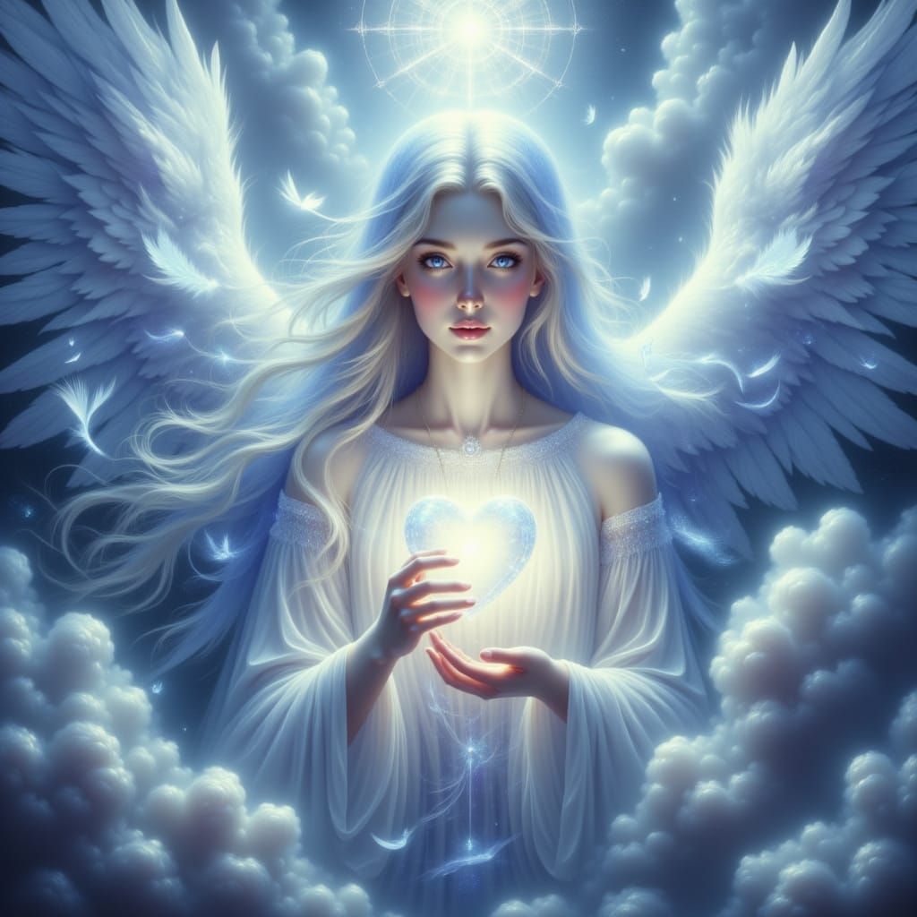 Angelic Portrait of Archeia Celestina with Crystal Heart