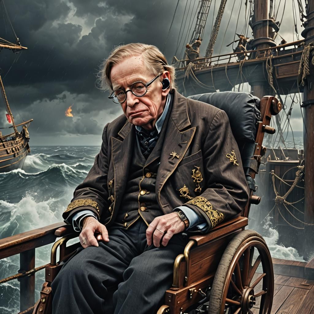 Pirate Stephen Hawking on Stormy Seas