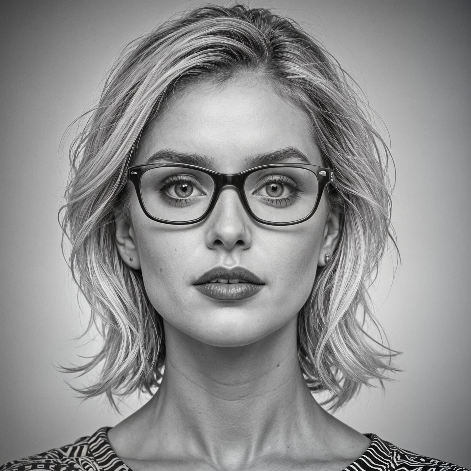 Abstract Pixel Portrait with Glasses in Halftone