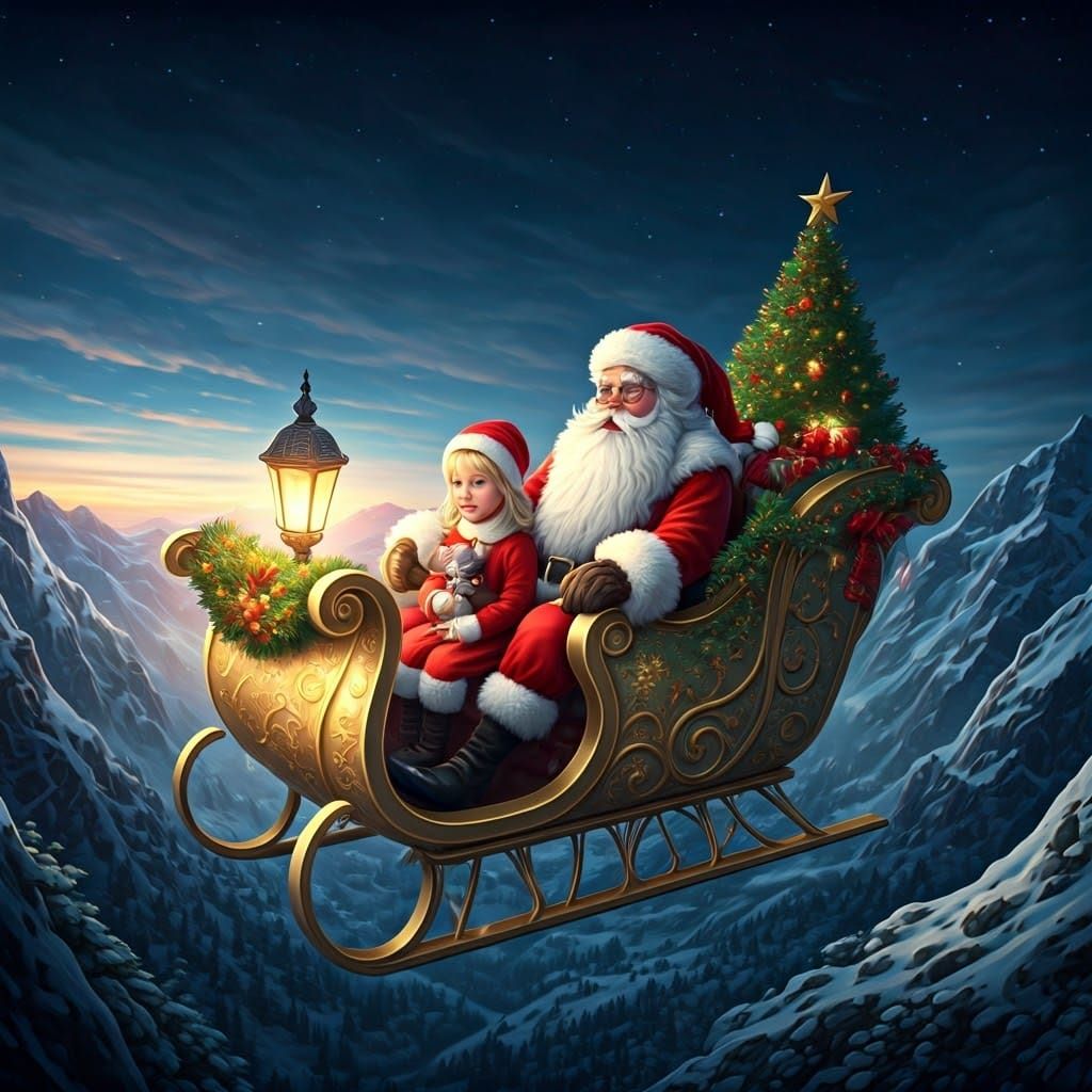 Festive Christmas Sleigh Ride in Dreamy Landscape