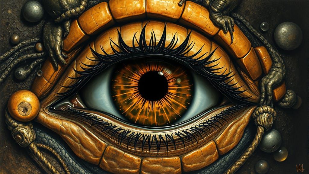 Surrealist Trompe l'Oeil Eye as Photorealistic Alcohol Ink A...