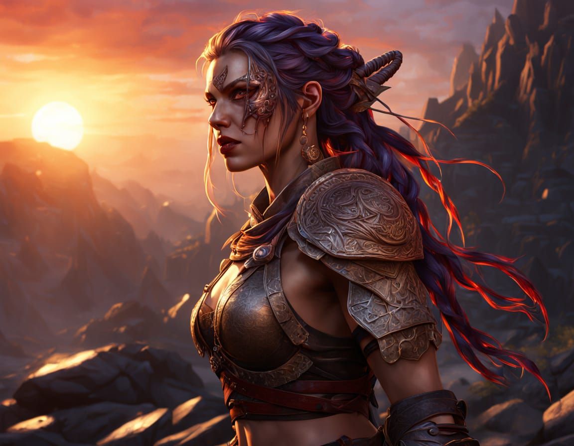 Ethereal Barbarian Queen in Golden Light