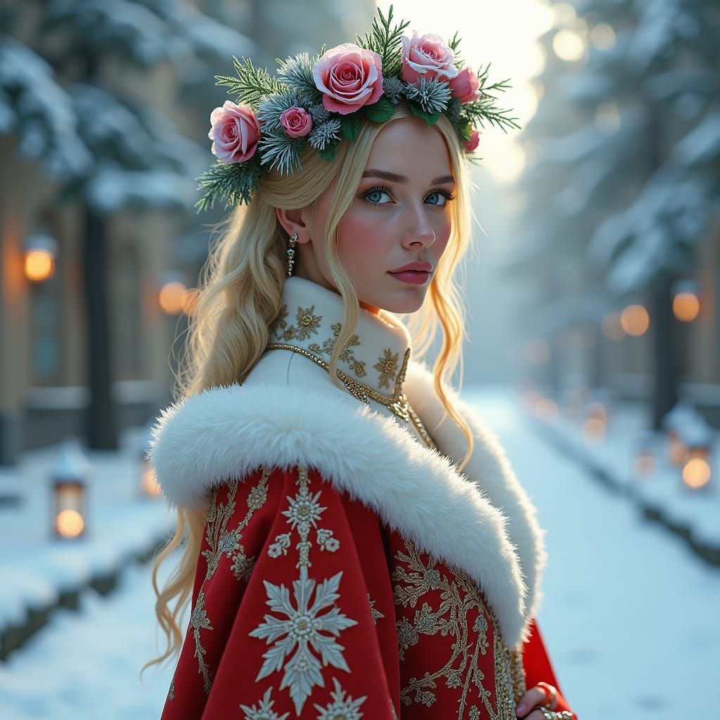 Slavic Model in Moscow Winter Wonderland