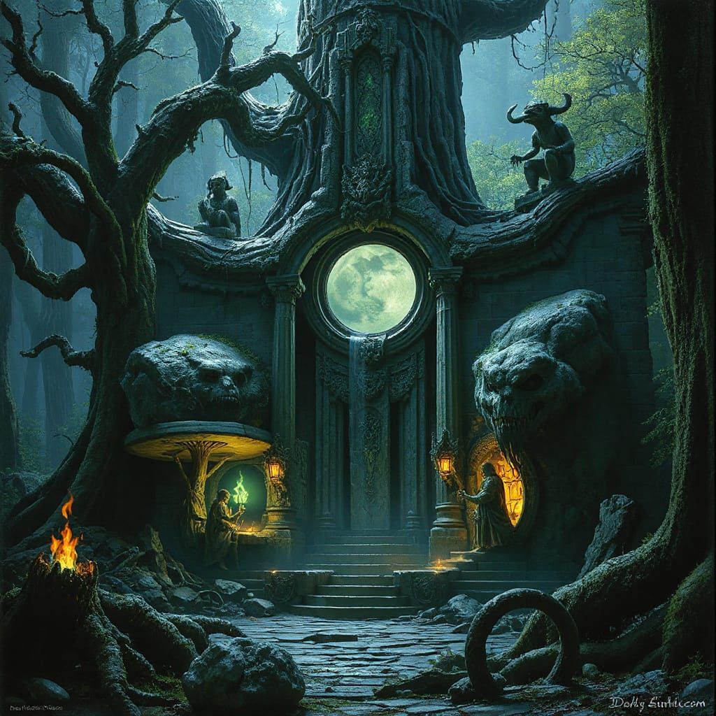 Enchanted Forest Villain Lair with Ethereal Energy