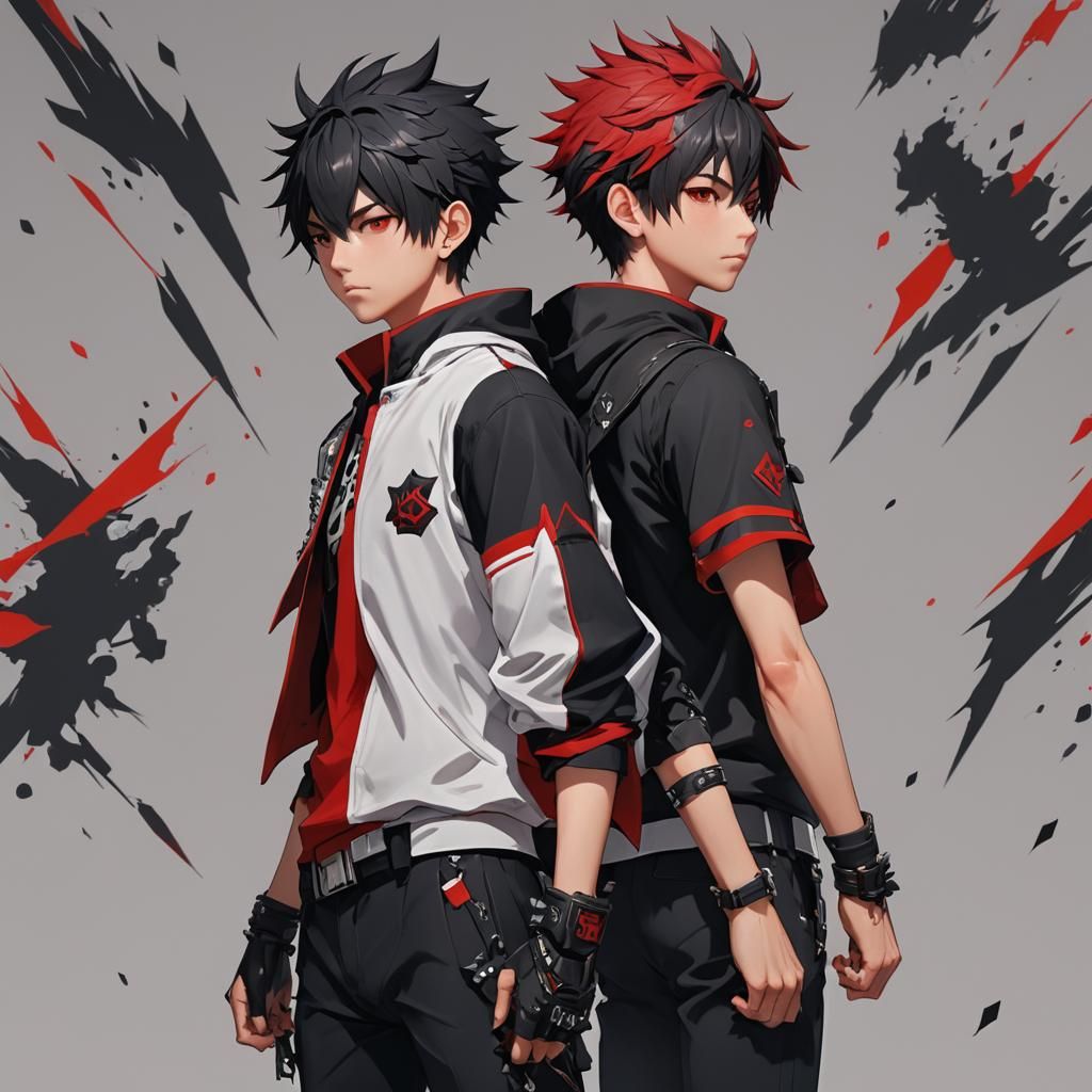 Dynamic Duo: Anime Boys in Vibrant 3D Portrait