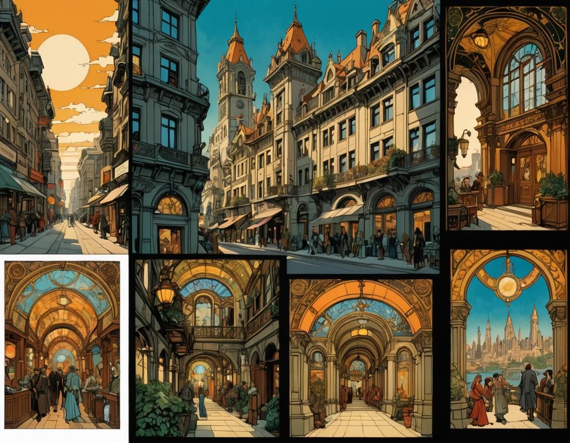 Art Nouveau Comic Book Panels by Doran and Kaluta