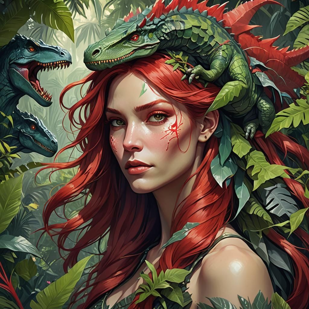 Dinosaur Woman Portrait in Unreal Engine Style