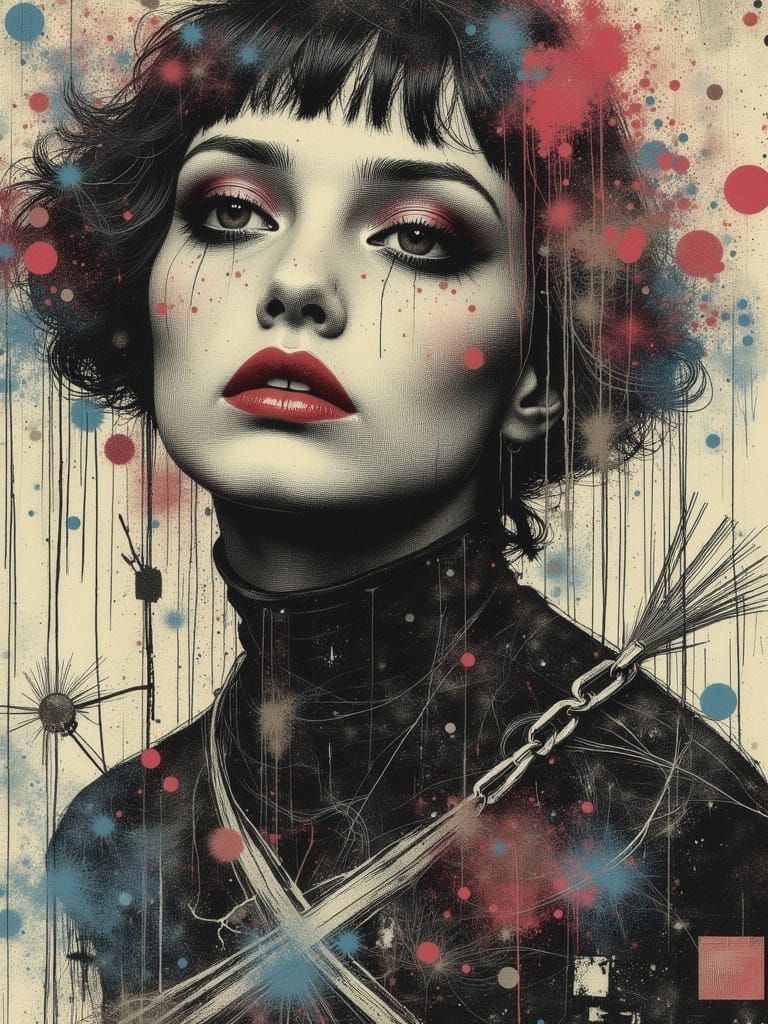 Gothic Portrait of a Woman with Pastel Hair