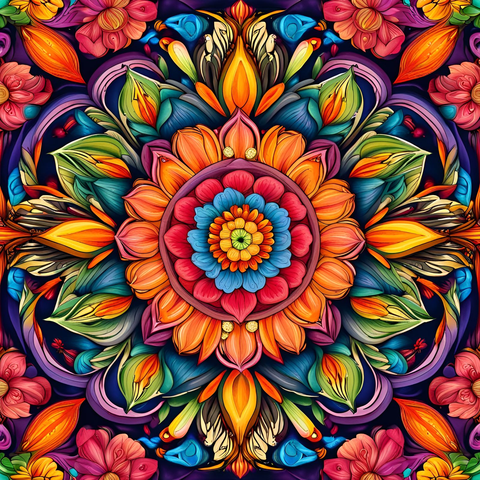 Intricate Flower Mandala in Vivid Colors