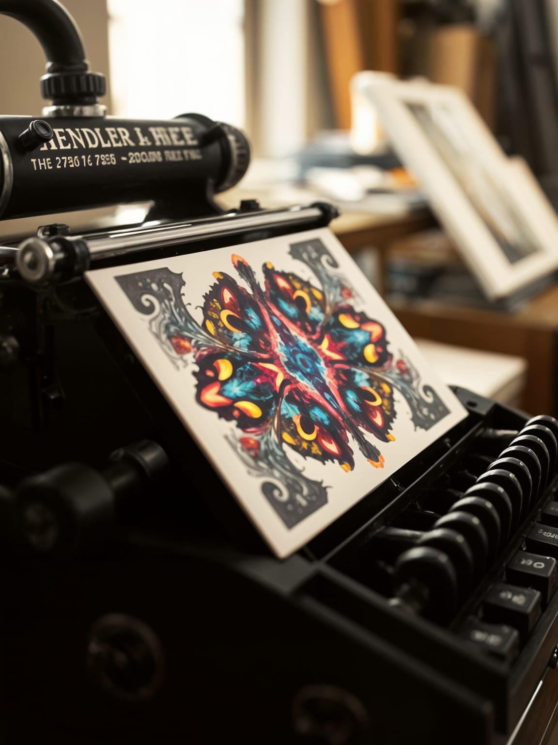 Vintage Letterpress with Spectral Fractal Print