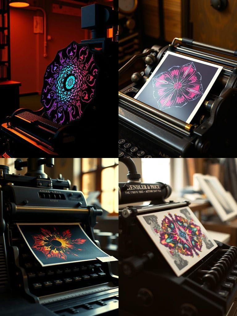 Vintage Letterpress with Spectral Fractal Print