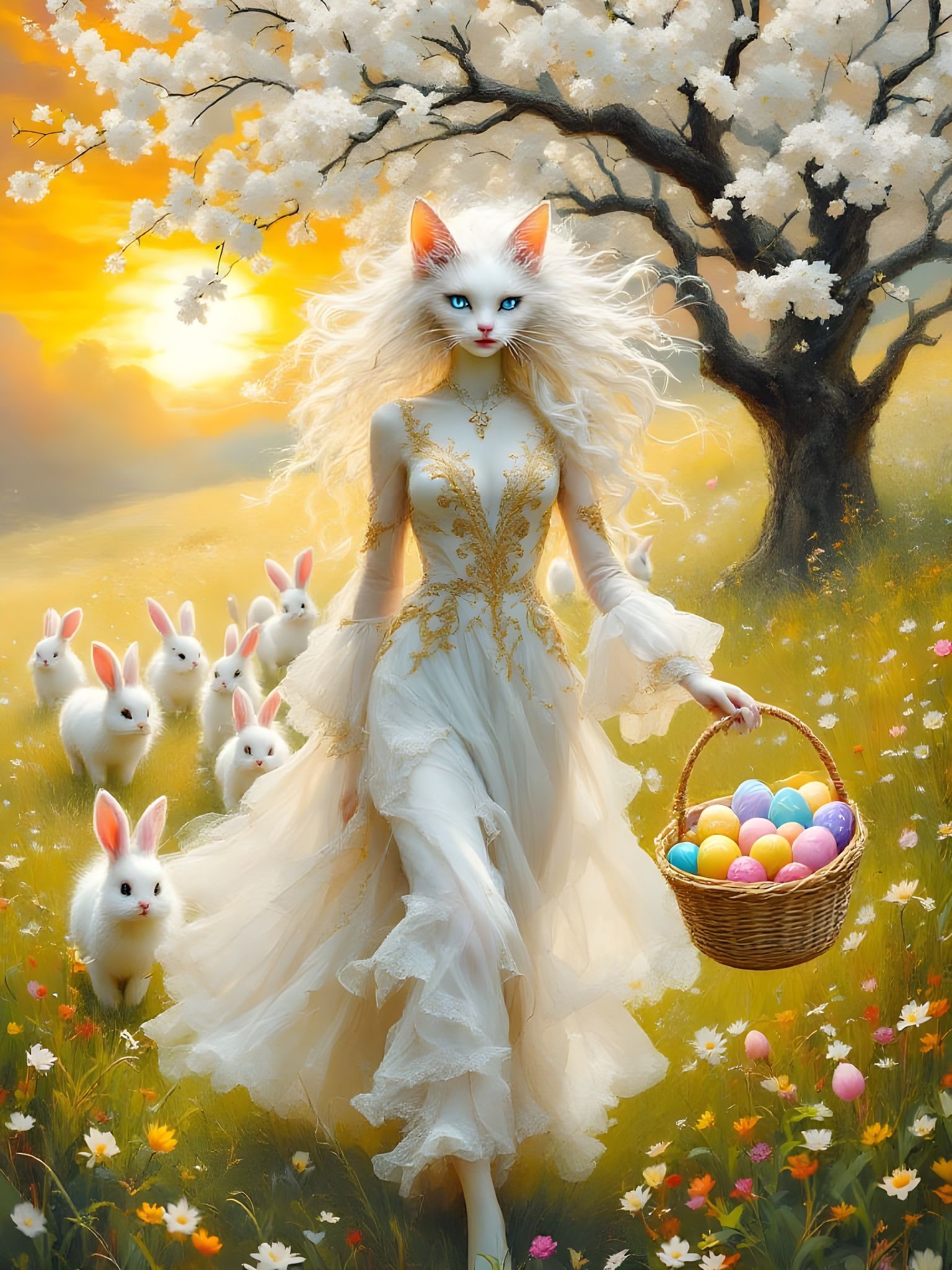 happy easter cat-woman