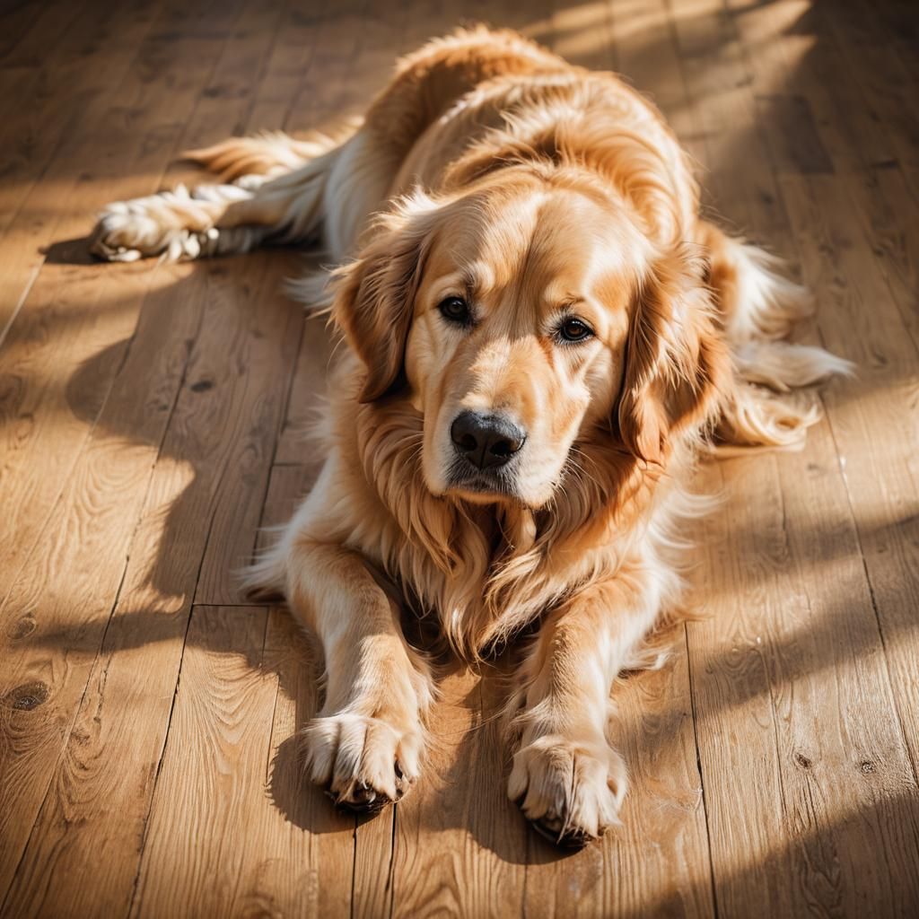 Golden Retriever Portrait in Golden Hour Sunlight