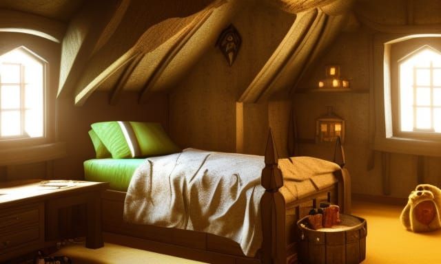Goblins Hide Under Bed in Starry Bedroom