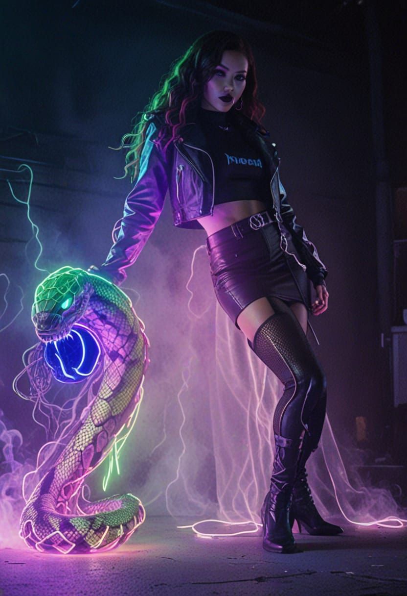 Cyberpunk Siren in Neon Hues