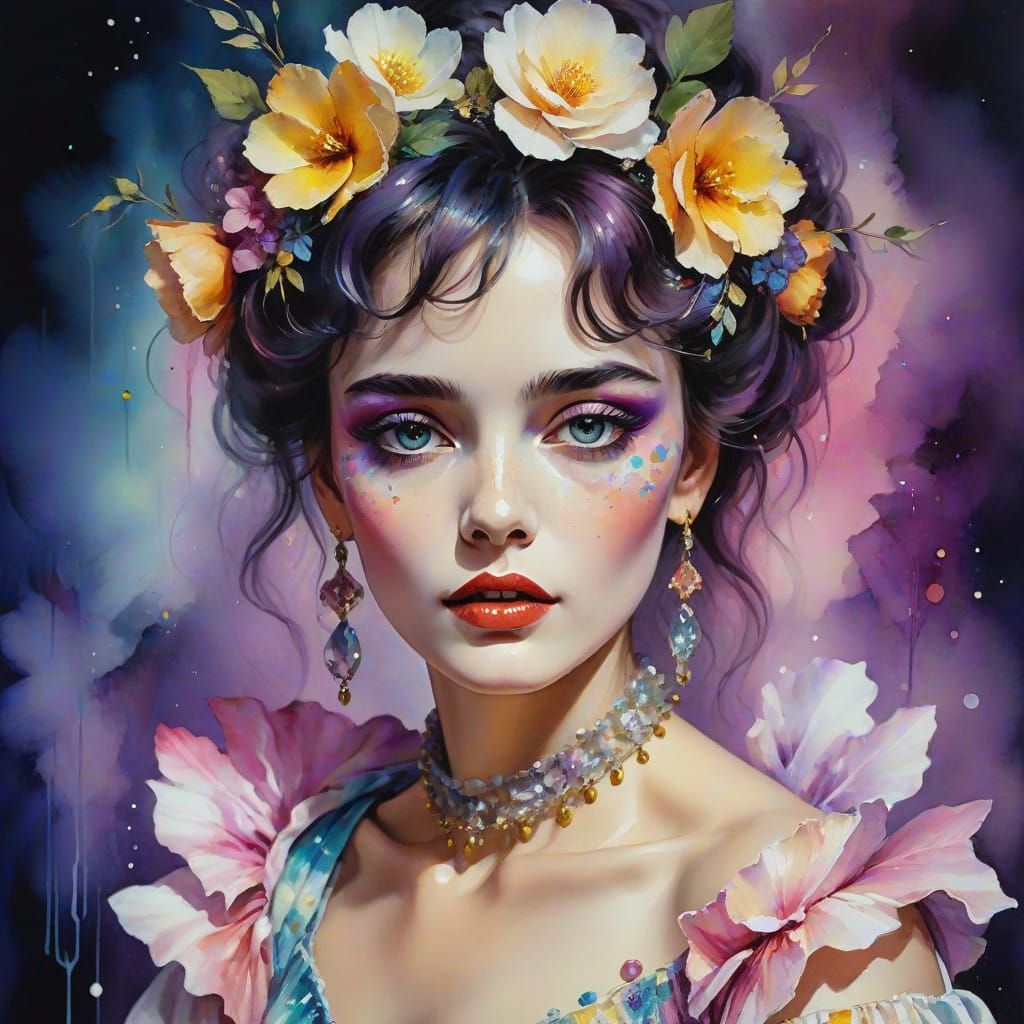 Soft Brush Portrait in Expressive Mixed Media