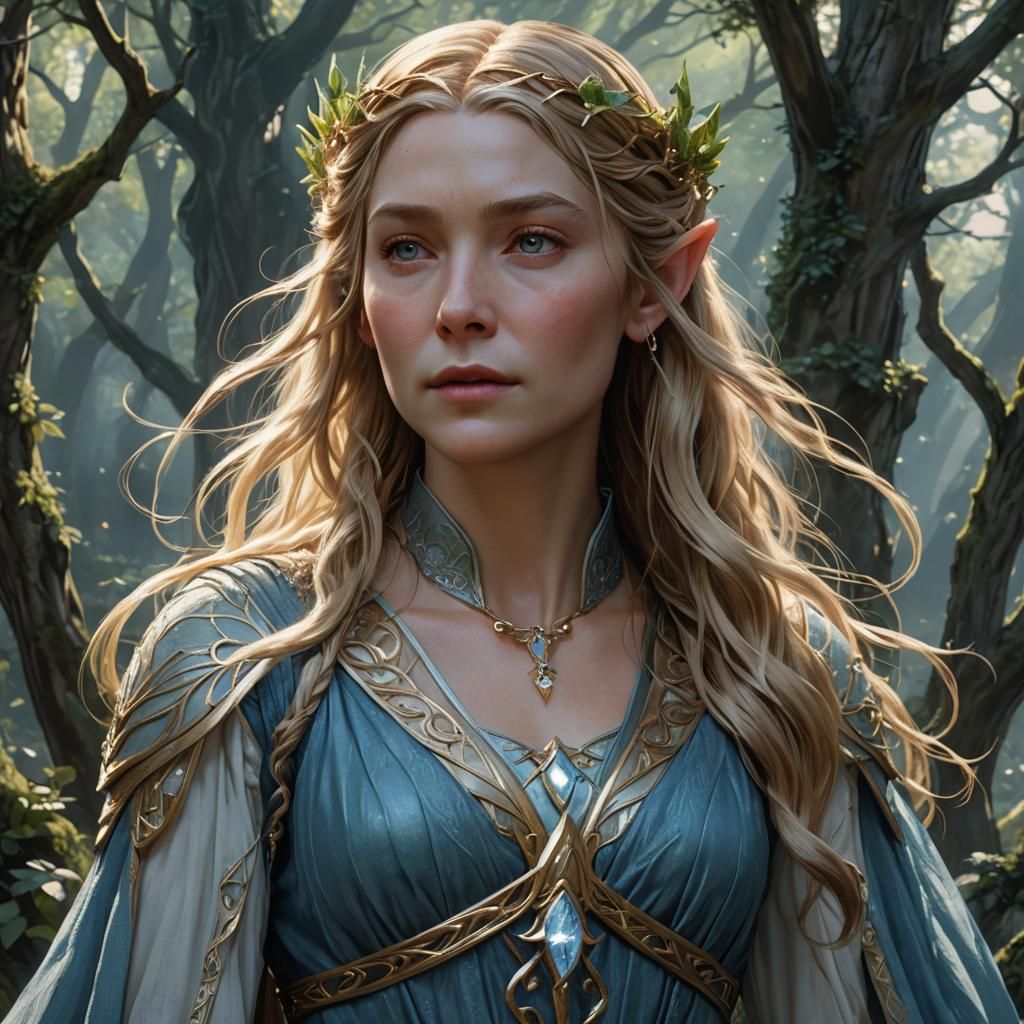 Galadriel of Lothlórien Portrait in Art Nouveau Style