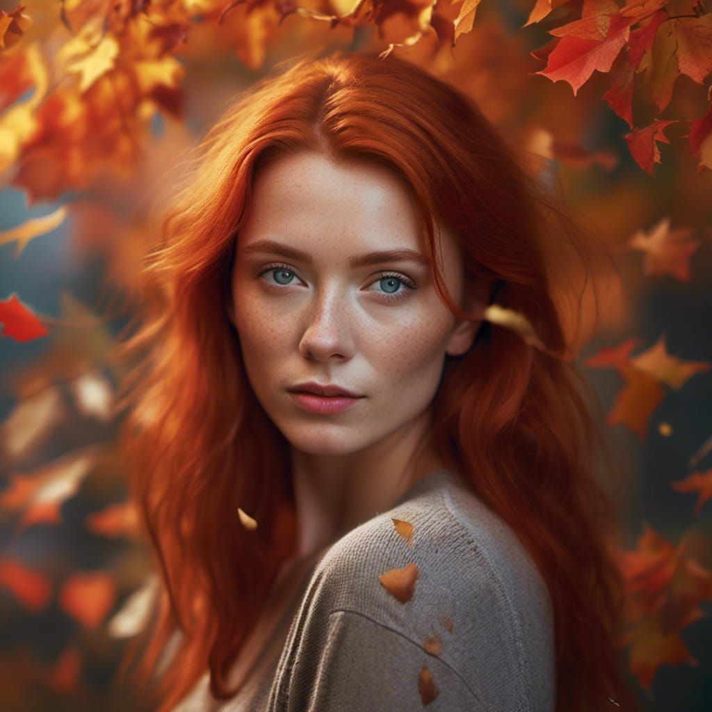 Romantic Photorealistic Portrait of Red-Haired Woman