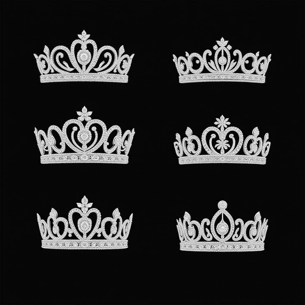 Ornate Crowns and Tiaras Displayed