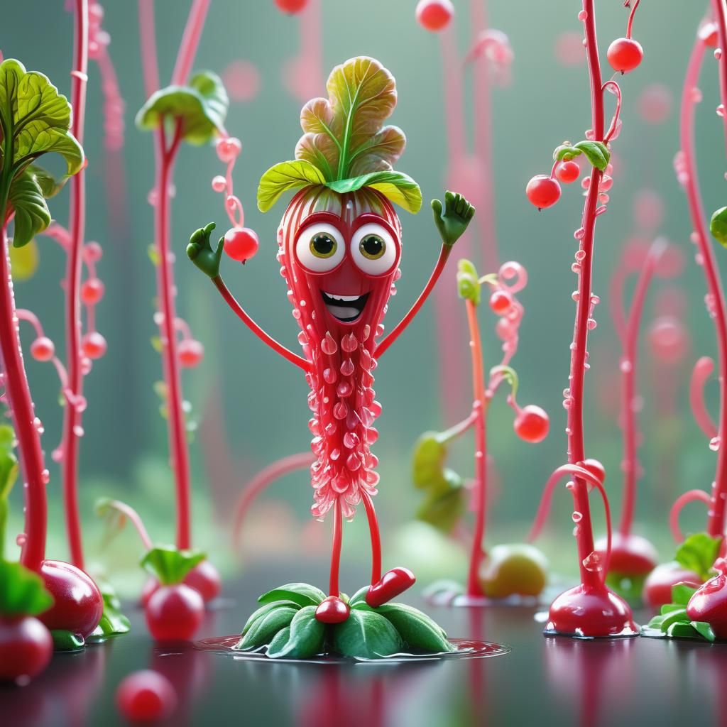 Pixar-Style Jelly Rhubarb Sculpture in 3D