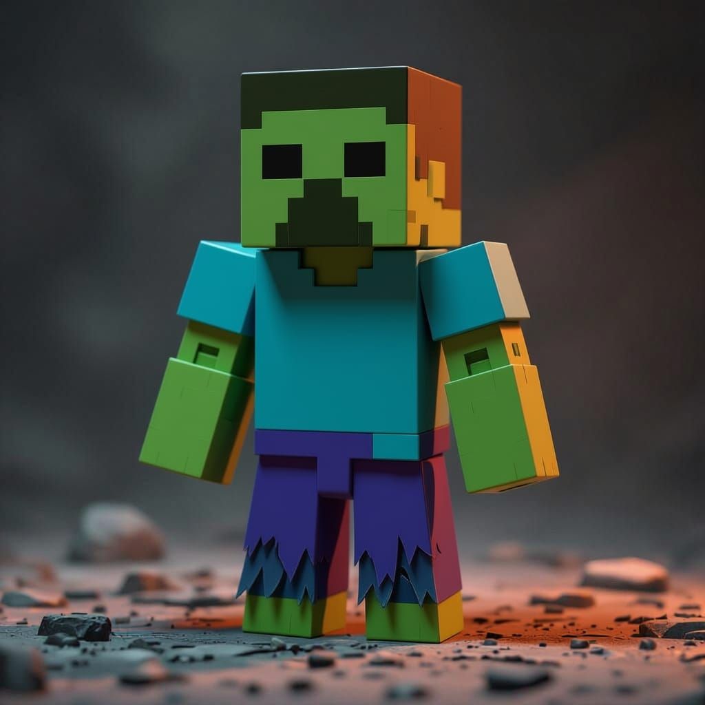 Minecraft Skeleton Zombie Hybrid in Ruined State