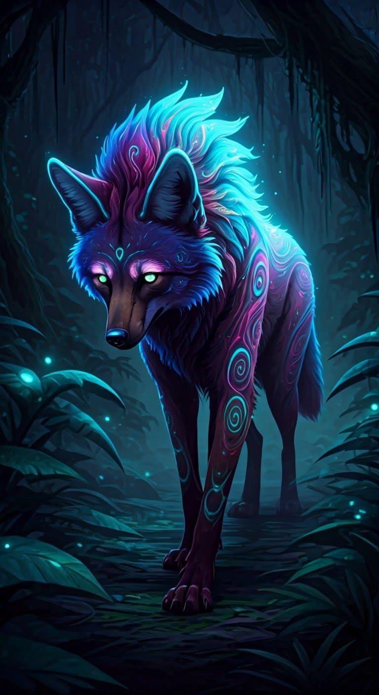 Cyberpunk Jungle Spirit in Ethereal Glow