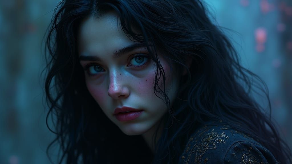 Ethereal Portrait of Mahrin in Haunting Art Nouveau Style