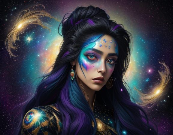 Cosmic Alien Spreads Blanket in Surreal Impasto Art