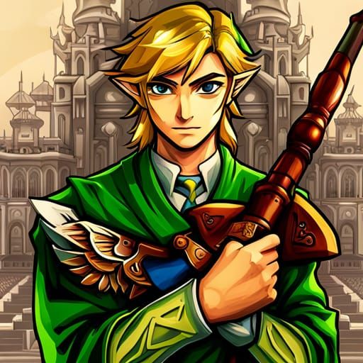 Link from Zelda in Hyperdetailed Sci-Fi Art