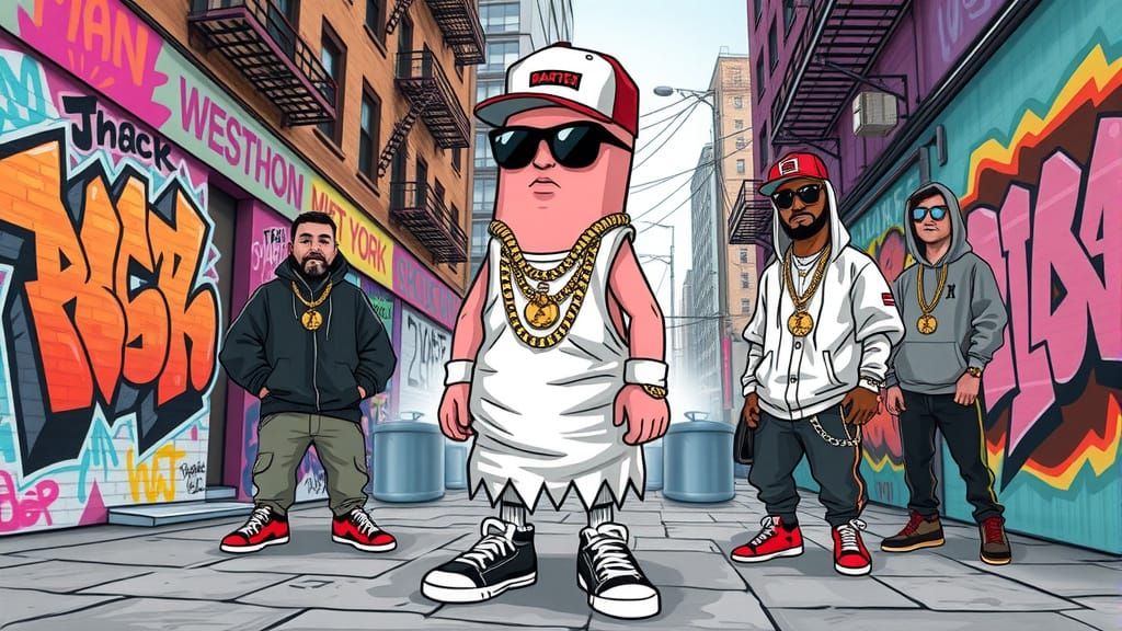 Streetwise Gum Rapper in Cool Urban Style