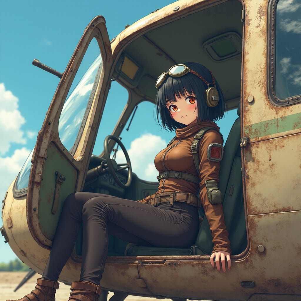 Anime Girl in Post-Apocalyptic Helicopter
